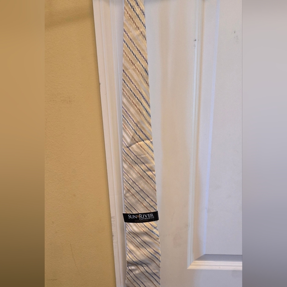 Yellow, White, Blue, Purple, Red Striped Men's Tie